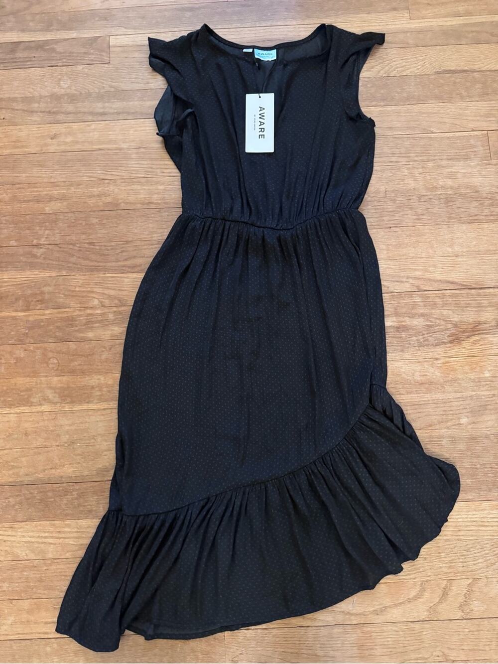 NWT Vero Moda Women's Black Asymmetrical Midi Dixie Calf Dress - Size S
 b12